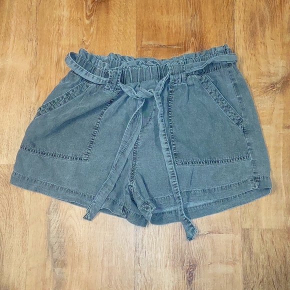 Time Tru Pants - Misses Paper bag elastic waist shorts with tie